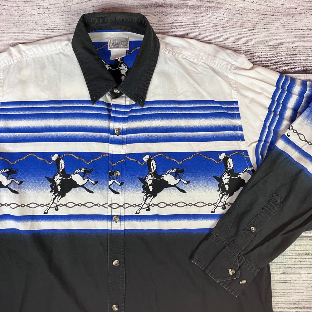 Vintage 1990s Express Riders Western Cowboy Button Up Long Sleeve Shirt